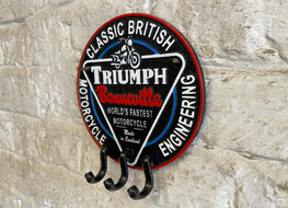 Triumph m/c plaque with 3 hooks